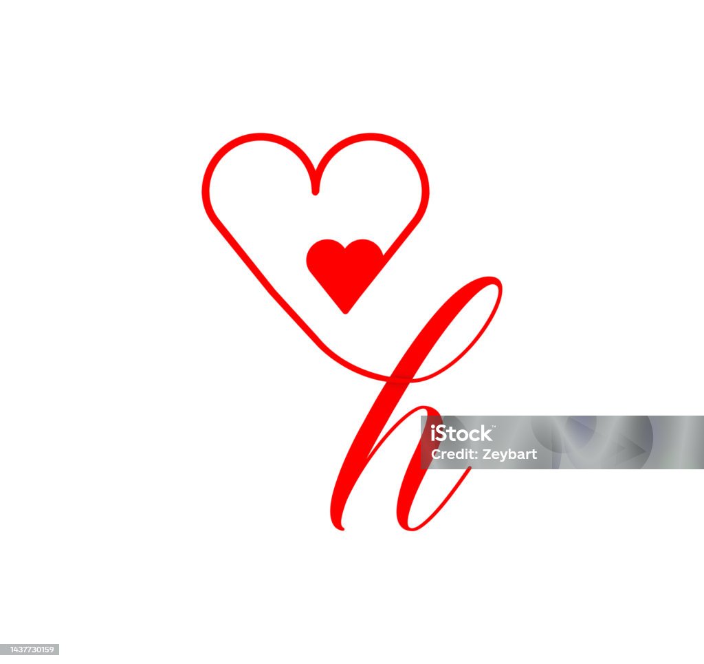H Letter Script Heart Line From The Heart Stock Illustration ...