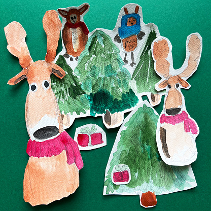 Simple mixed media Christmas collage