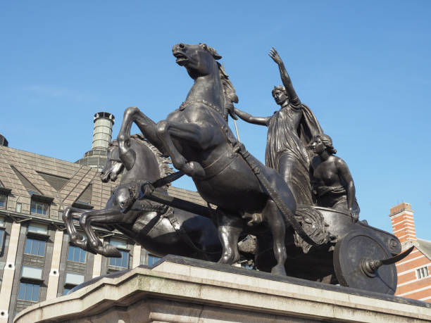 Boadicea statue in London London, UK - Circa October 2022: Boadicea and Her Daughters bronze sculptural group by sculptor Thomas Thornycroft circa 1883 boadicea statue stock pictures, royalty-free photos & images