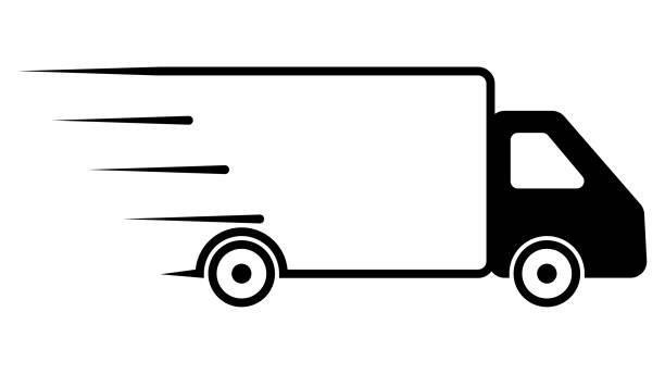 ilustrações de stock, clip art, desenhos animados e ícones de logo transport truck, icon delivery van, template business car cargo - delivery van