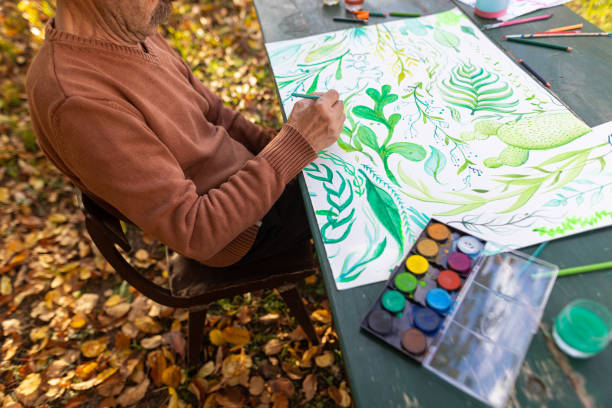 istock Making a watercolor painting. Art concept. 1437734183