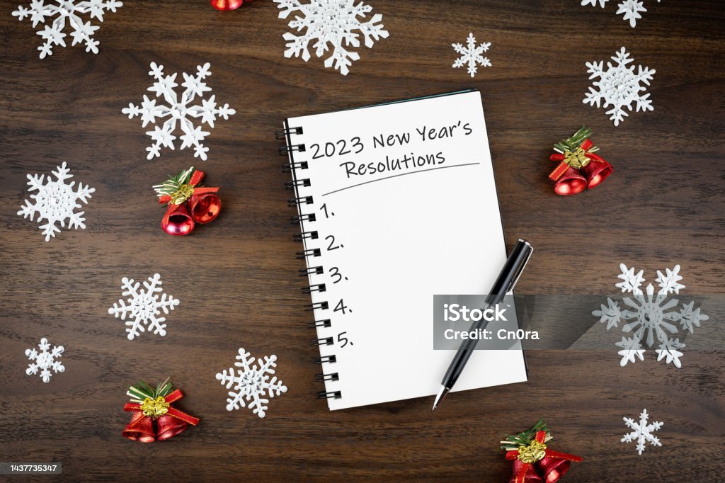 2023 New Year's Resolution Text on Note Pad 2023 New Year's Resolution 2023 Stock Photo