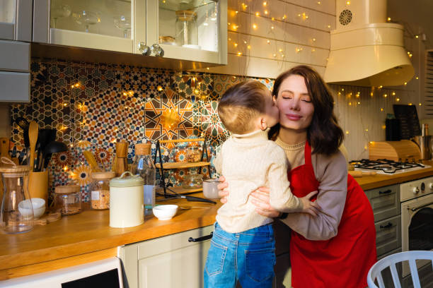 istock Mother and son celebrate Christmas 1437735744