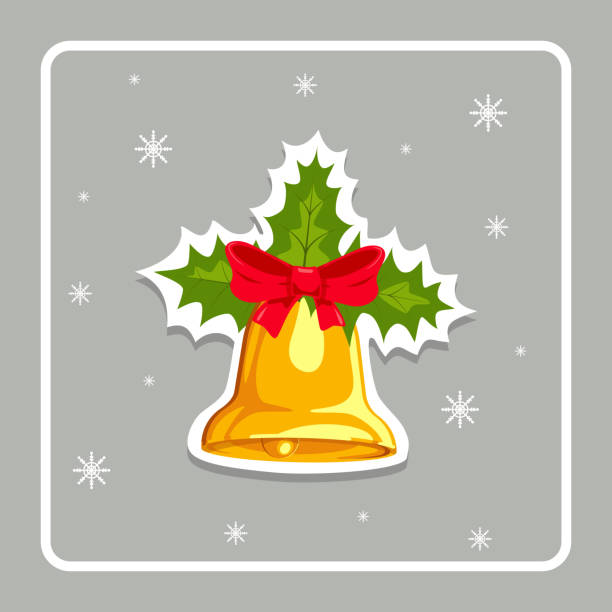 weihnachtskarte mit weihnachtsglocke - bell frame ribbon vector stock-grafiken, -clipart, -cartoons und -symbole
