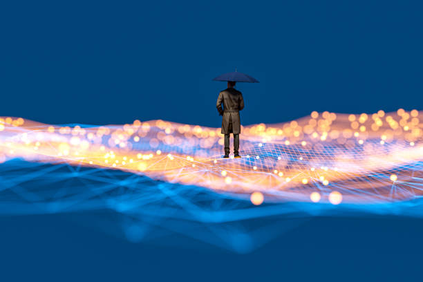 Businessman standing in VR environment