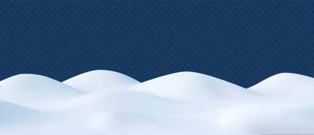 śnieżny krajobraz odizolowany na ciemnym przezroczystym tle. - zaspa śnieżna stock illustrations