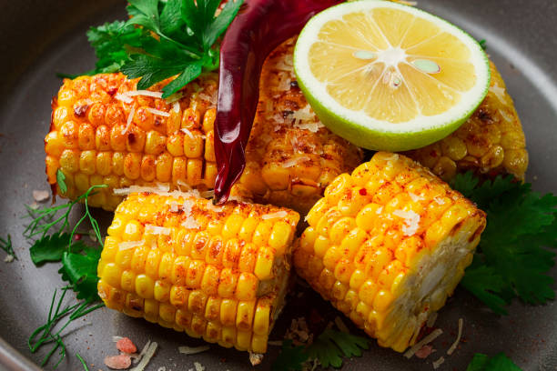 istock grilled corn with spices, top view, no people, homemade, 1437738681