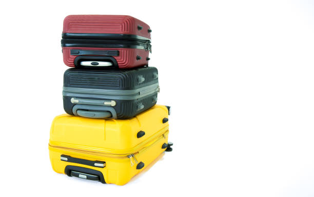 istock Rolling suitcase, Stack of Rolling luggage, travel suitcase isolated on white background. 1437741984