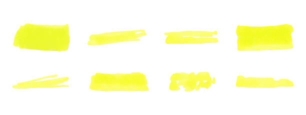 istock A set of yellow marker brushes. Elements for creating an artistic design. Collection of bright vector brushes. 1437744856