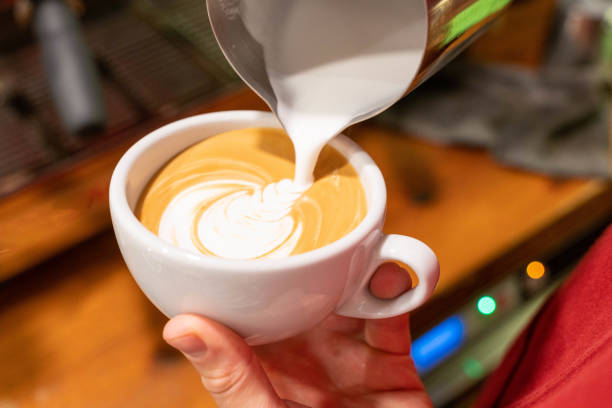 istock Barista make coffee cup latte art stock photo 1437745351