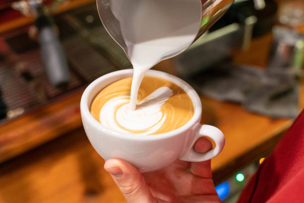 istock Barista make coffee cup latte art stock photo 1437745352
