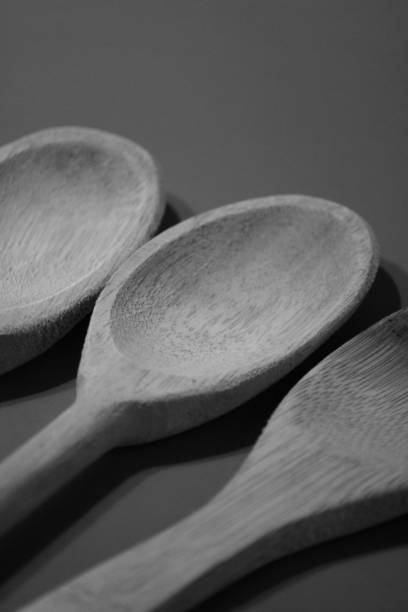 istock Wooden Spoons. Monochromatic Black and White Tones 1437746639