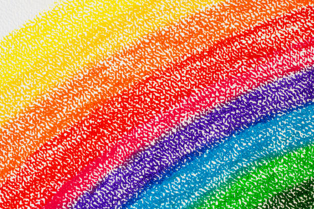 Rainbow colors blended on art paper using colorful pastel pencils.