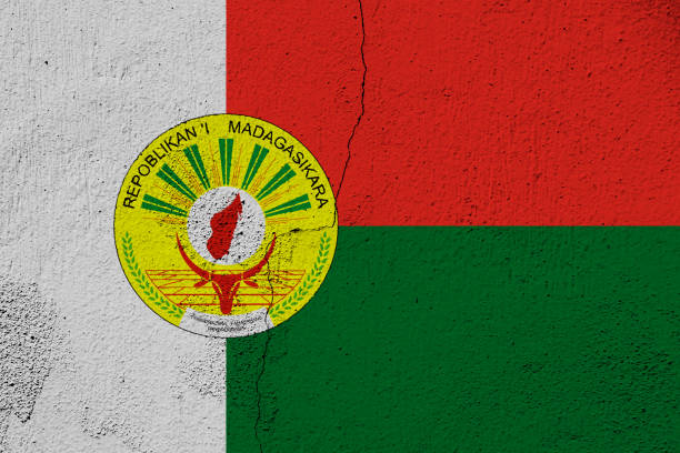 istock Madagascar flag on texture. Concept collage. 26 June Madagascar Independence Day Flag. 1437762205