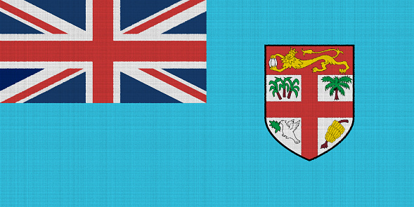 Fiji island flag on texture. Concept collage.