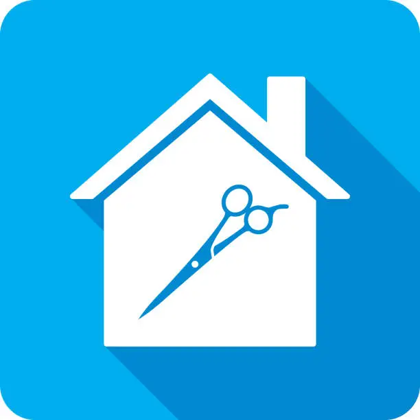 Vector illustration of House Haircutting Scissors Icon Silhouette