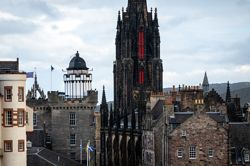 Historic buildings cityscape in Edinburgh, Scotland