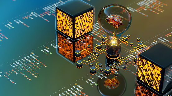 Artificial Intelligence digital concept illustrate of modern internet technology and innovative processes\n3D rendering