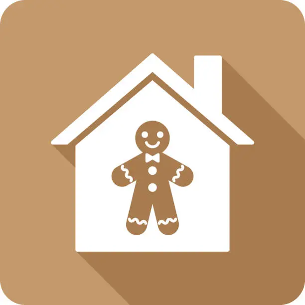 Vector illustration of House Gingerbread Man Icon Silhouette