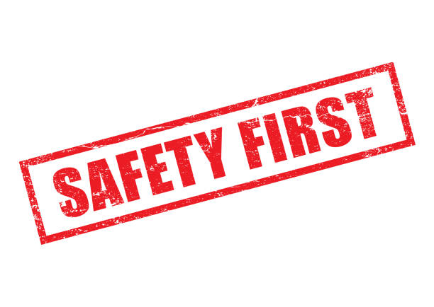 Red Safety First Stamp Red safety first stamp. Horizontal composition. safety first stock illustrations