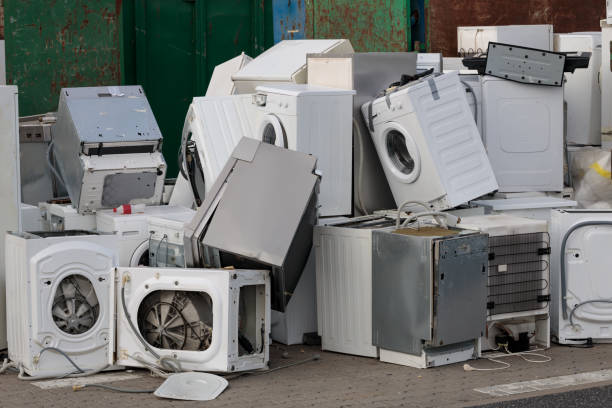 istock Old electrical appliances in container of recycling center. 1437774635