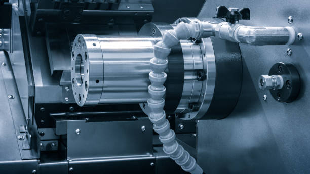 istock Manufacturing CNC professional lathe machine, Industrial concept. 1437775592