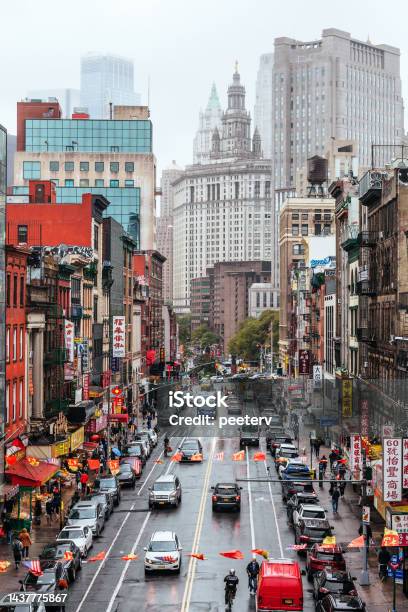 Busy Streets Of Chinatown In New York City Stock Photo - Download Image Now - New York City, Cityscape, Chinatown