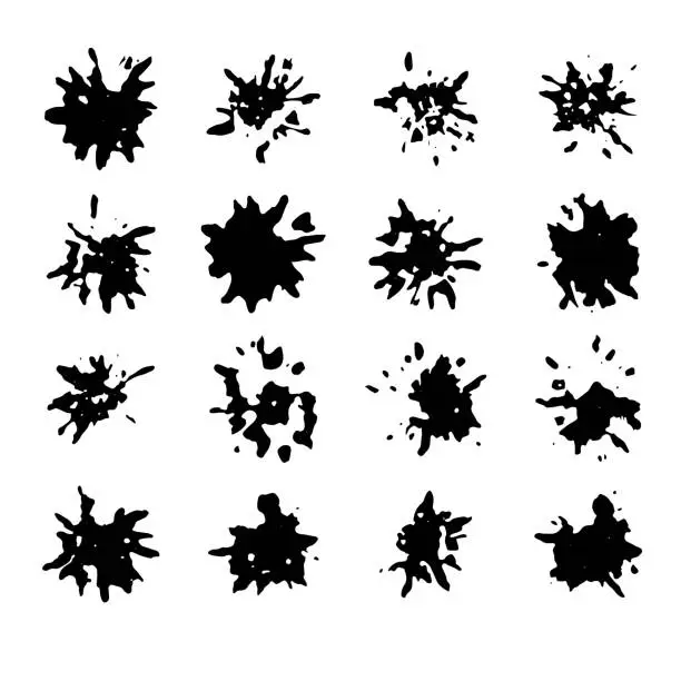Vector illustration of Set of Vector Abstract Ink Blots