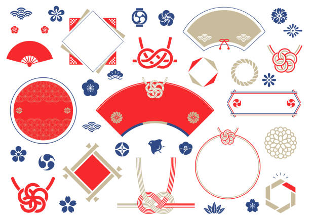 日本の年賀状フレームデザイン - 正月点のイラスト素材／クリップアート素材／マンガ素材／アイコン素材
