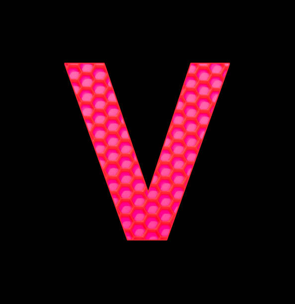 Uppercase letter V - Silicone background with red hexagons
