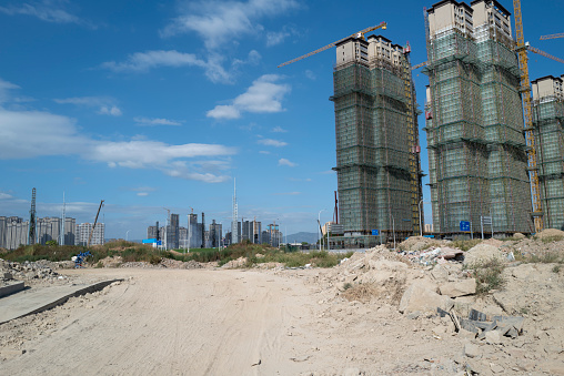 A developing urban housing construction site in Fujian Province, China