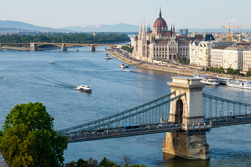 The Széchenyi Chain Bridge, the Margaret Bridge and the Hungarian Parliament Building - Budapest, Hungary