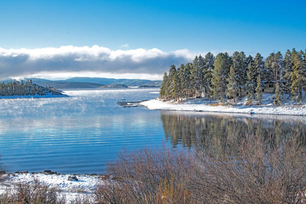 istock Empty boat docks as winter approaches on Grand Lake in Colorado 1437792442