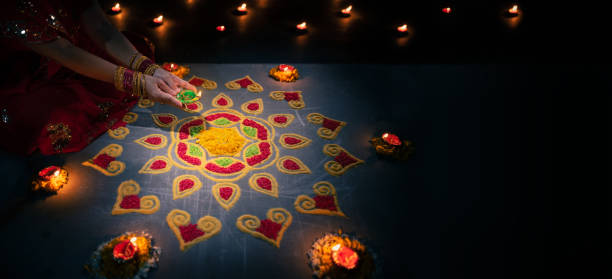 istock Traditional diya lamps lit during diwali celebration 1437793828
