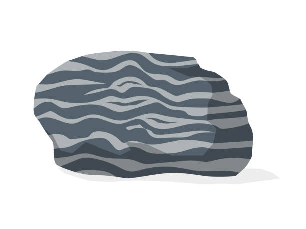 illustrazioni stock, clip art, cartoni animati e icone di tendenza di illustrazione di esemplari di pietra di gneiss. campione di roccia metamorfica - gneiss