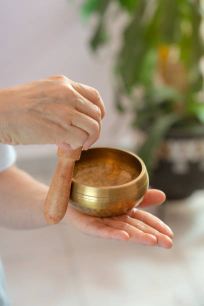 istock Tibetan singing bowl with pattern in sound therapy. 1437800257
