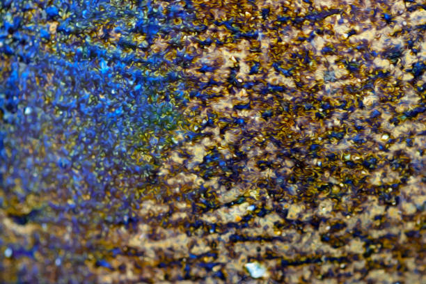 Beautiful pottery base with a unique glaze pattern that shines bright cobalt blue and gold (Retouched and color manipulated image)