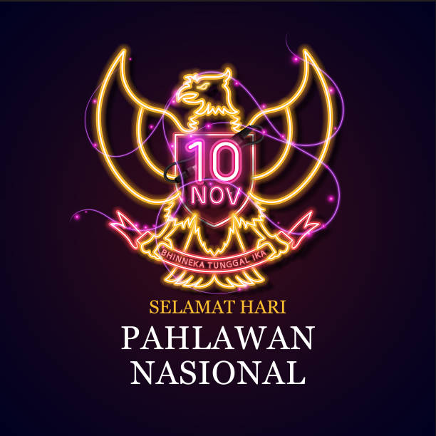 November 10. Happy Heroes day. 10 November. Selamat hari Pahlawan. garuda pancasila stock illustrations