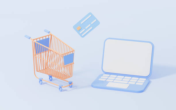 istock Shopping online and bank cards, 3d rendering. 1437810529