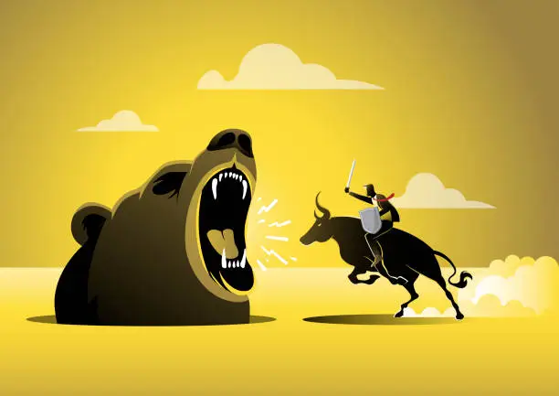 Vector illustration of Bullish vs. Bearish Markets Stock Exchange Concept