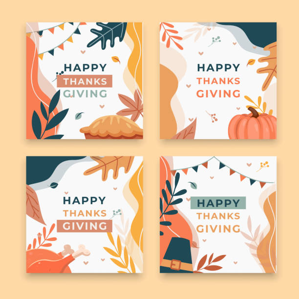 ilustrações de stock, clip art, desenhos animados e ícones de thanksgiving card background, thanksgiving social media template - thanksgiving autumn pumpkin backgrounds