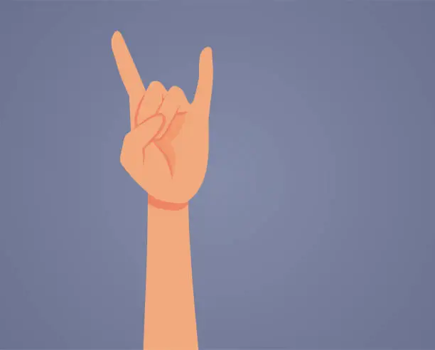 Vector illustration of Hand Making a Rock and Roll Gesture Vector Illustration