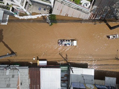 Chiang Mai, THAILAND: Street floods in the northern Thai province of Chiang Mai, 3 & 4 October 2022.