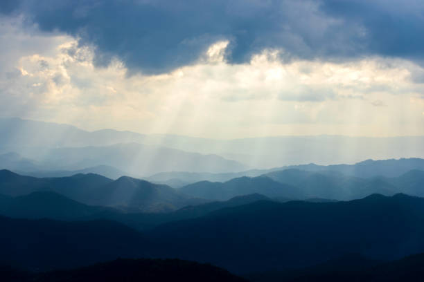 istock colorful dramatic sky with cloud at sunset. morning fog in dense tropical rainforest 1437813041