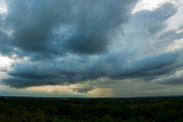Storm clouds with the rain. Nature Environment Dark huge cloud sky black stormy cloud