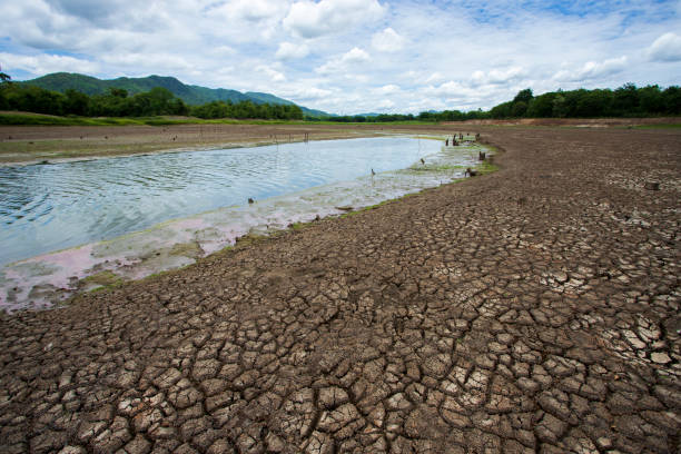 istock Cracked dry land without water.Abstract background. 1437813113