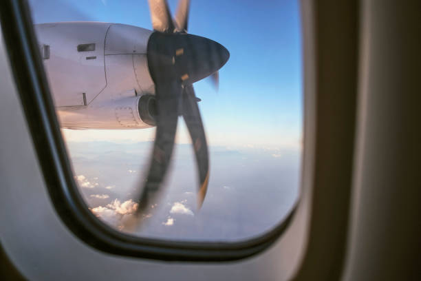 istock Flight with Turboprop Airplane 1437818971