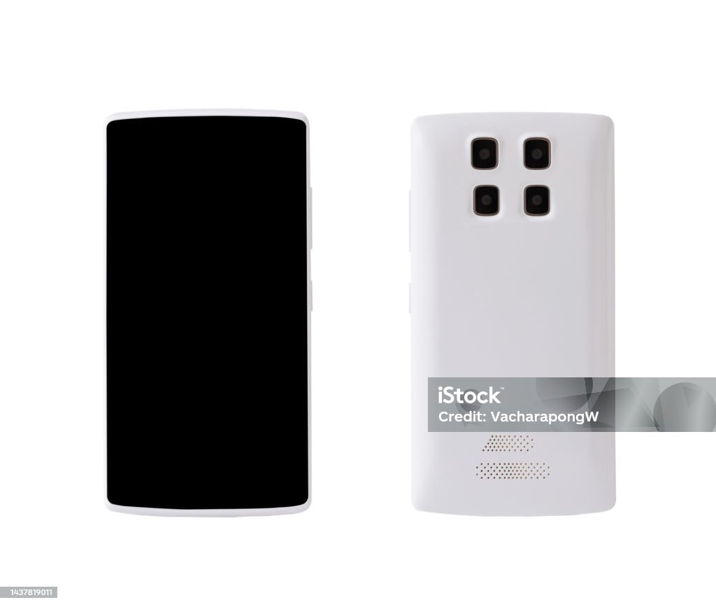 Isolated Android Device White Blank Screen Android Phone Isolated On White Front And Back View ...