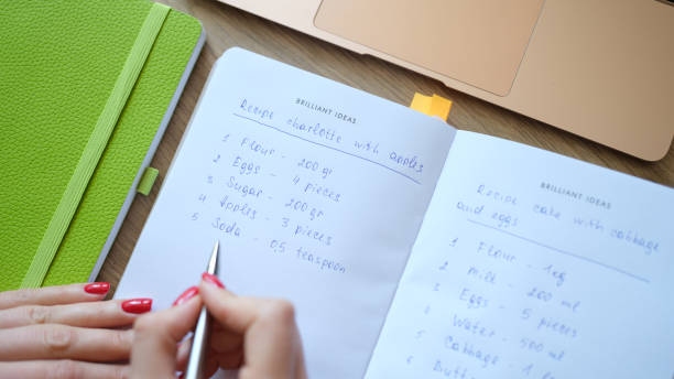 istock Charlotte with apples recipe and preparation planning 1437828399