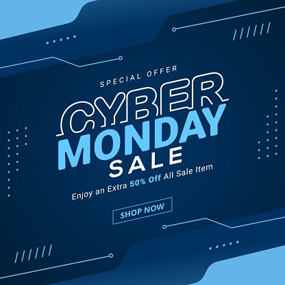 Cyber Monday sale banner post template for business promotion vector illustration